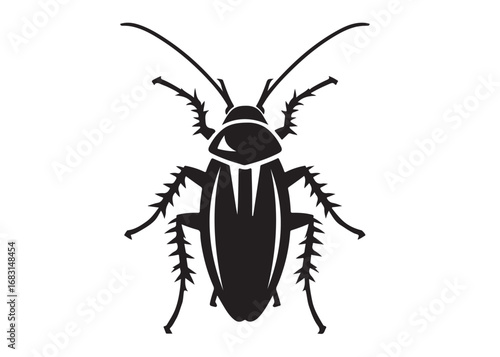 cockroach logo silhouette vector, cockroach silhouette vector illustration, roach silhouette vector logo, silhouette of cockroach insect, cockroach insect logo silhouette vector on white background.