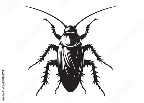 cockroach logo silhouette vector, cockroach silhouette vector illustration, roach silhouette vector logo, silhouette of cockroach insect, cockroach insect logo silhouette vector on white background.