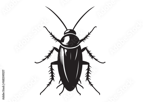 cockroach logo silhouette vector, cockroach silhouette vector illustration, roach silhouette vector logo, silhouette of cockroach insect, cockroach insect logo silhouette vector on white background.