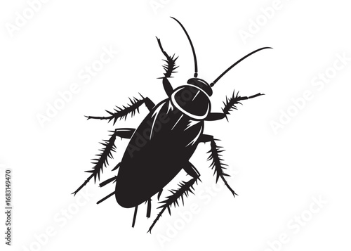 cockroach logo silhouette vector, cockroach silhouette vector illustration, roach silhouette vector logo, silhouette of cockroach insect, cockroach insect logo silhouette vector on white background.