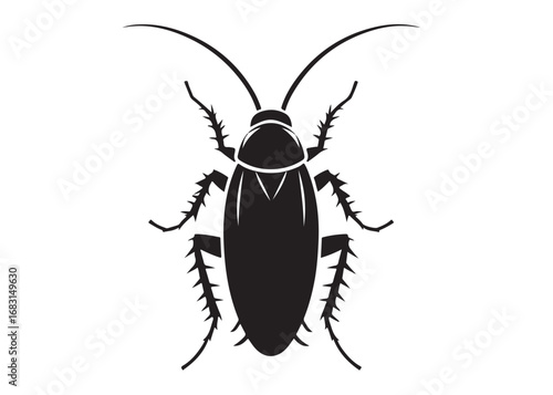 cockroach logo silhouette vector, cockroach silhouette vector illustration, roach silhouette vector logo, silhouette of cockroach insect, cockroach insect logo silhouette vector on white background.
