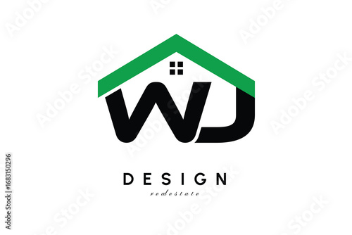YJ Letter Logo – Green Roof House Monogram for Real Estate & Home Branding