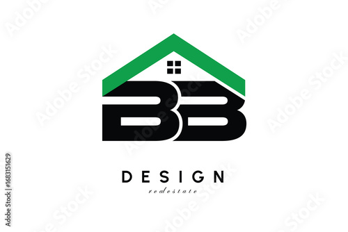 BB Letter Logo – Green Roof House Monogram for Real Estate & Home Branding