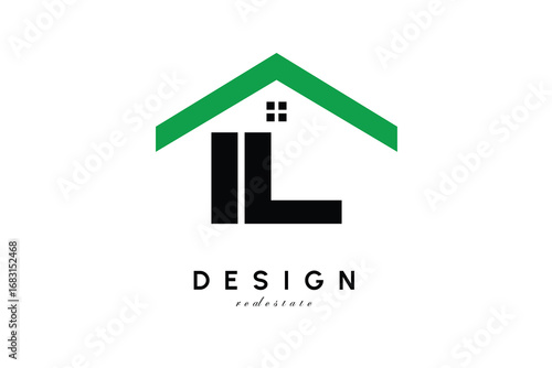 IL Letter Logo – Green Roof House Monogram for Real Estate & Home Branding