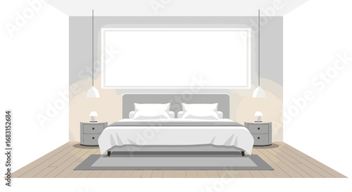 Calm bedroom interior design concept with a modern and tranquil atmosphere