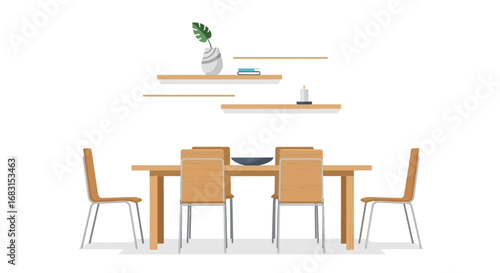 Elegant Dining Area Featuring Wooden Furniture and Minimalist Decoration