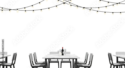 Elegant Dining Scene with Ambient Lighting and Modern Furnishings Setup