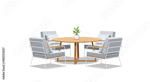 Elegant Patio Set with Round Table and Four Chairs Illustration