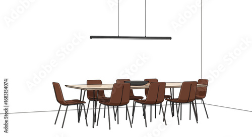 Illustration of dining room furniture with modern design and clean lines
