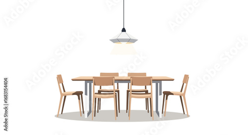 Minimalist Dining Room Illustration with Modern Table and Chairs Setup