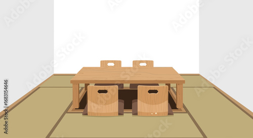 Minimalist interior design of traditional Japanese seating arrangement