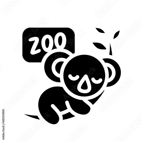 Photography zoo with koala mascot glyph icon