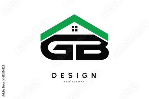 GB Letter Logo – Green Roof House Monogram for Real Estate & Home Branding