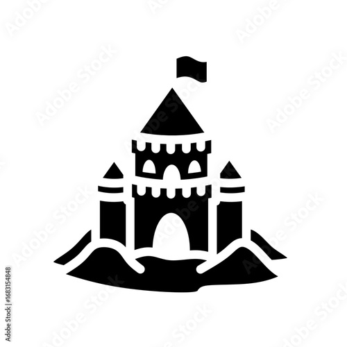 sand castle beach glyph icon