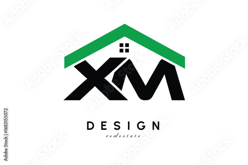 XM Letter Logo – Green Roof House Monogram for Real Estate & Home Branding