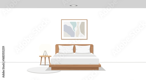 Modern bedroom with clean design and minimalistic decoration style