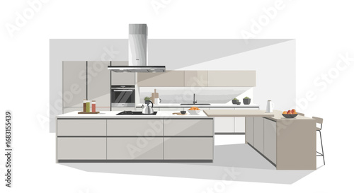 Modern kitchen design featuring sleek lines and neutral color palette