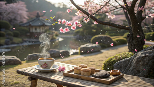 coffee and bake in japanese garden