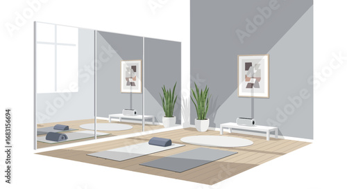 Serene minimalist interior space prepared for relaxation and well being