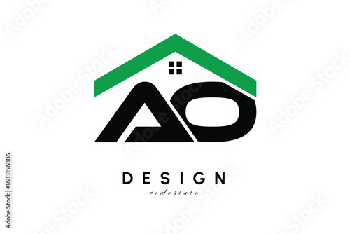 AO Letter Logo – Green Roof House Monogram for Real Estate & Home Branding