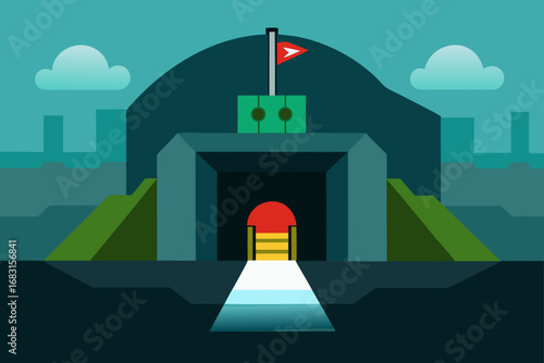 a secret bunker hidden deep underground  with adva