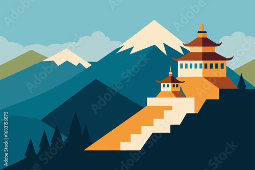 a serene monastery nestled high in the himalayas  