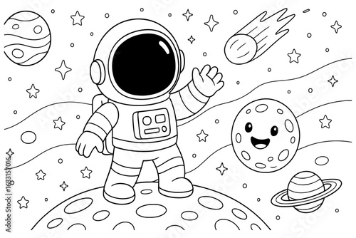 Coloring pages for kids of a astronaut