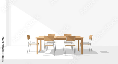 Stylish Dining Room Setting with Table and Chairs Minimalist Design
