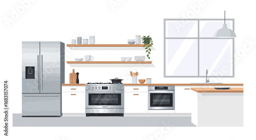 Stylish kitchen interior with modern appliances and elegant design elements