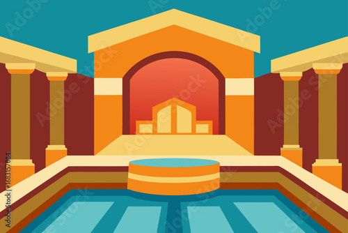 a grand ancient roman bathhouse with intricate mos