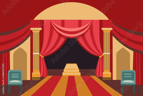 a grand opera house interior with velvet seats and