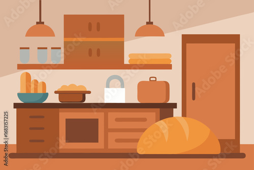 a cozy and inviting kitchen with freshly baked bre