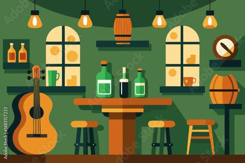 a cozy and traditional irish pub interior with liv