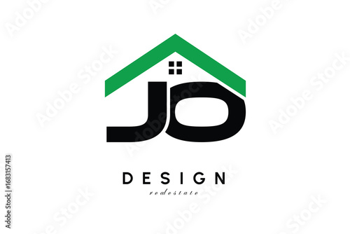 JO Letter Logo – Green Roof House Monogram for Real Estate & Home Branding