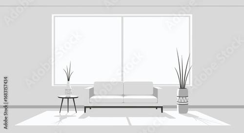 Stylized Interior Space with Minimalist Furniture and Subtle Decorations