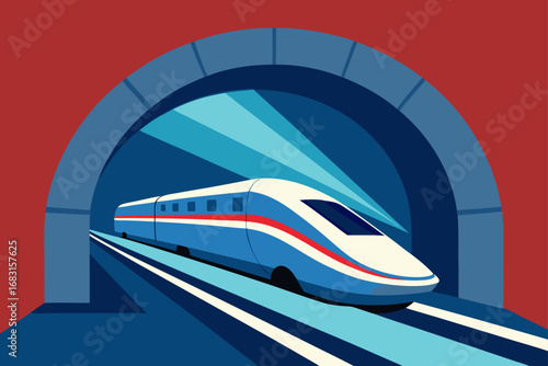 a futuristic high speed train speeding through a t