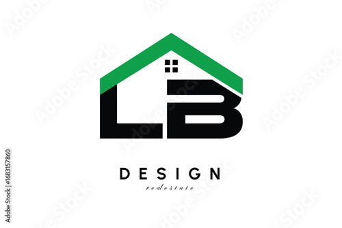 LB Letter Logo – Green Roof House Monogram for Real Estate & Home Branding
