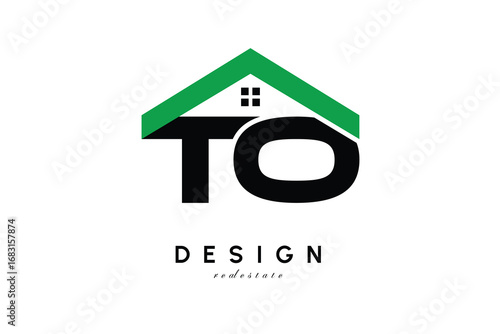 TO Letter Logo – Green Roof House Monogram for Real Estate & Home Branding