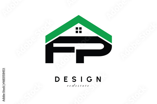 FP Letter Logo – Green Roof House Monogram for Real Estate & Home Branding