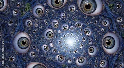 Abstract Vortex of Ocular Spheres with a Central Radiating Light