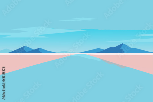 vast salt flats reflecting the sky like a mirror  