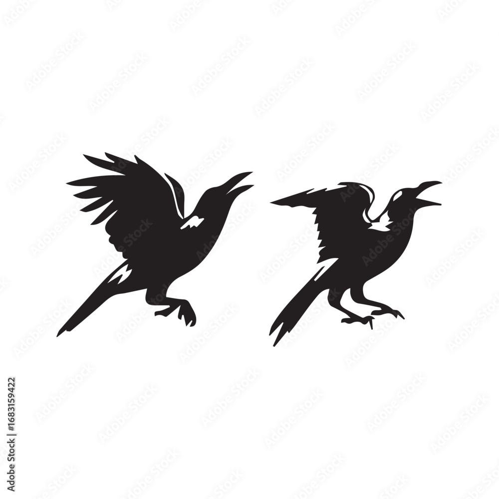 Fototapeta premium crow set silhouette tattoo,crow set silhouette png ,crow set silhouette flying ,crow set silhouette images 