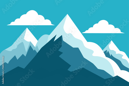 alpine peaks shrouded in clouds  with a clear vall
