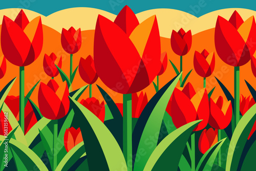 fields of vibrant red tulips creating a stunning d