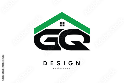 GQ Letter Logo – Green Roof House Monogram for Real Estate & Home Branding