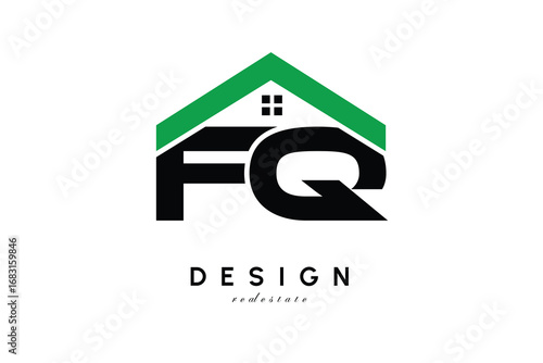 FQ Letter Logo – Green Roof House Monogram for Real Estate & Home Branding