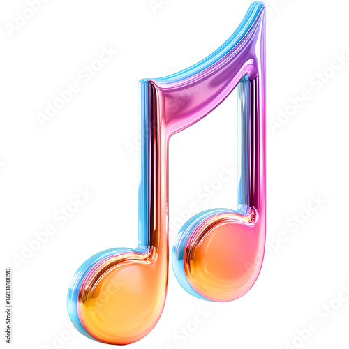 energetic eighth, classical musical note; vibrant, modern element isolated over white (transparent) background