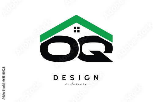 OQ Letter Logo – Green Roof House Monogram for Real Estate & Home Branding
