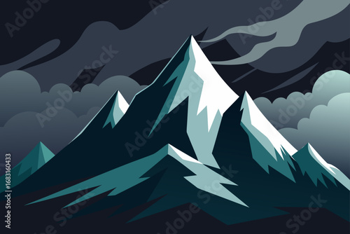 alpine peaks with dramatic weather rolling in  cre