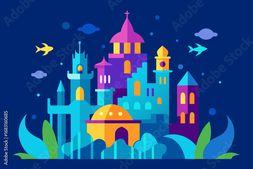 a vibrant underwater city inhabited by merfolk  